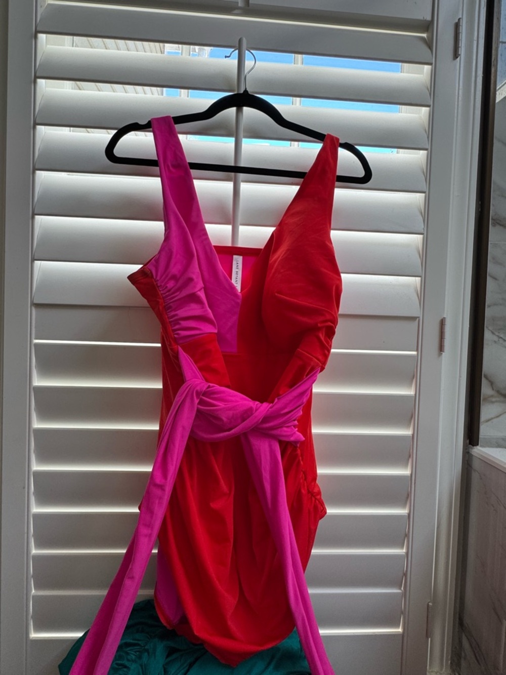 Lane Bryant Swimsuit 1 Piece Sz 24 Pink Colorblock Bow
